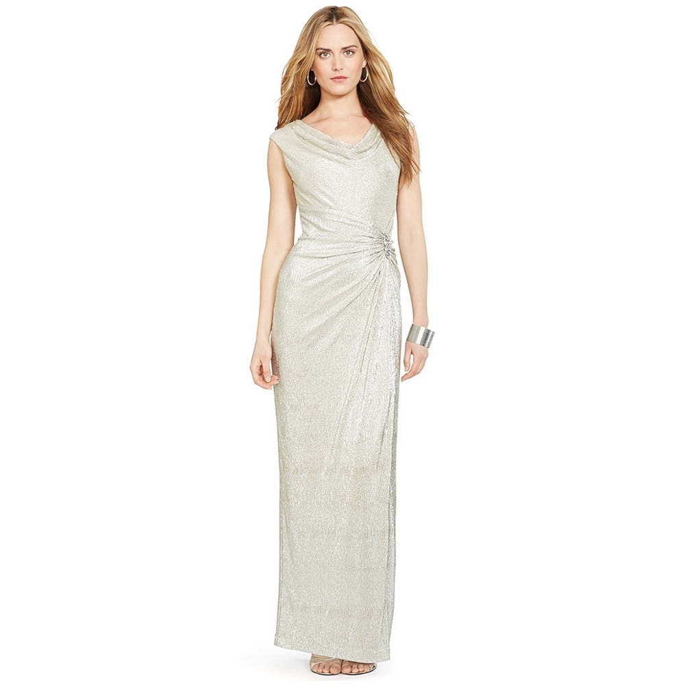 LAUREN Ralph Lauren Metallic Gold Gown with Embellishment Women’s Size 2